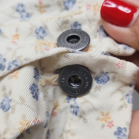 Vintage Liz Claiborne LizWear Jeans Women's Cream Cotton  Floral Blazer Size L - Picture 10 of 13